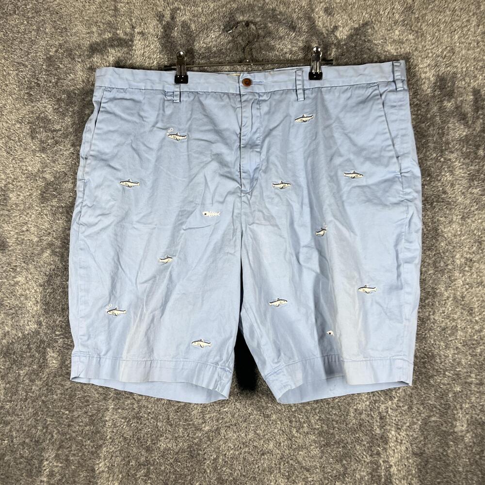 Polo Ralph Lauren Shorts Mens 42 Blue Chino Embroidered Fish Pockets 9 Inseam